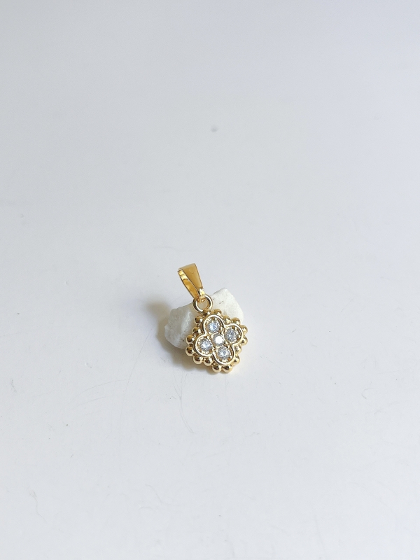 DIJE TREBOL DIAMANTADO BLANCO