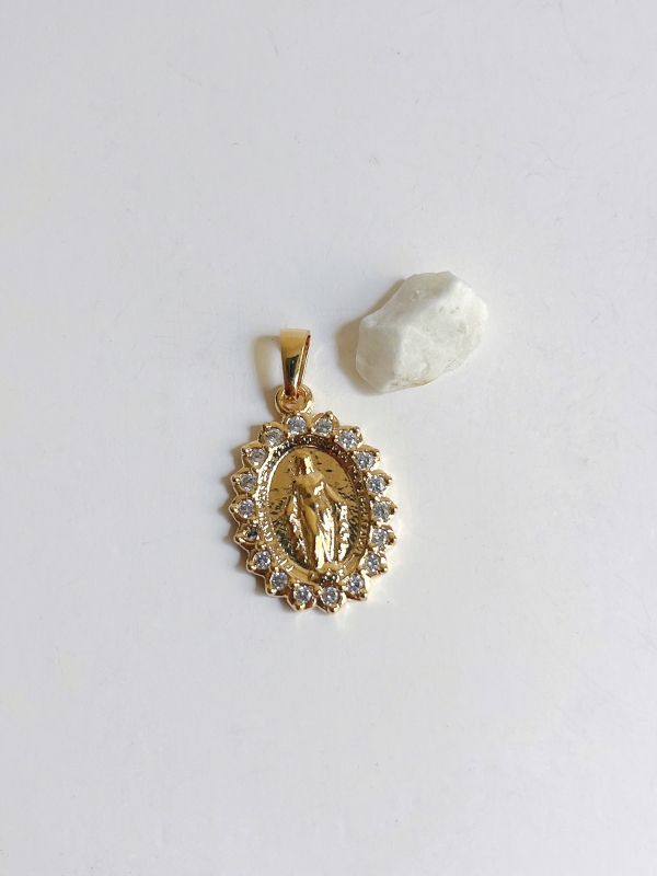 MEDALLA MILAGROSA CIRCON BLANCO L