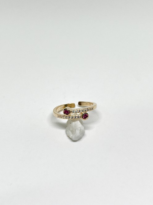 ANILLO AJUSTE DOBLE CIRCON ROJO