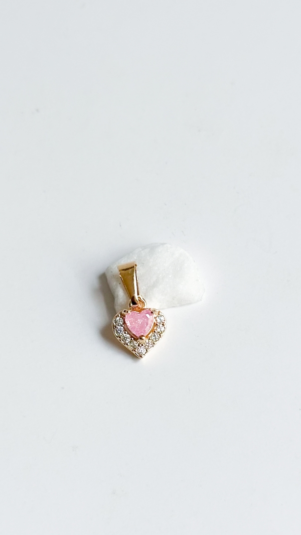 DIJE CORAZON ENCAJE ROSADO